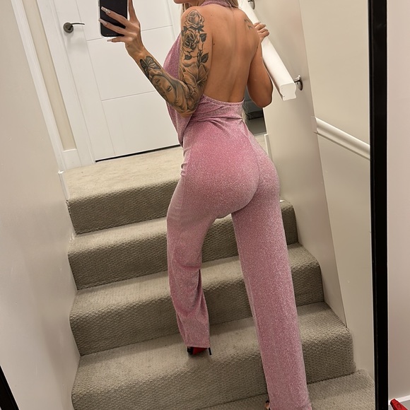 Cowl neck jumpsuit from revolve in lilac metallic - Picture 3 of 4